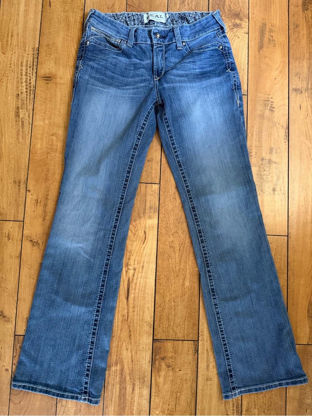 Women's Ariat R.E.A.L. Mid Rise Stretch Whipstich Boot Cut Jean sz 31L